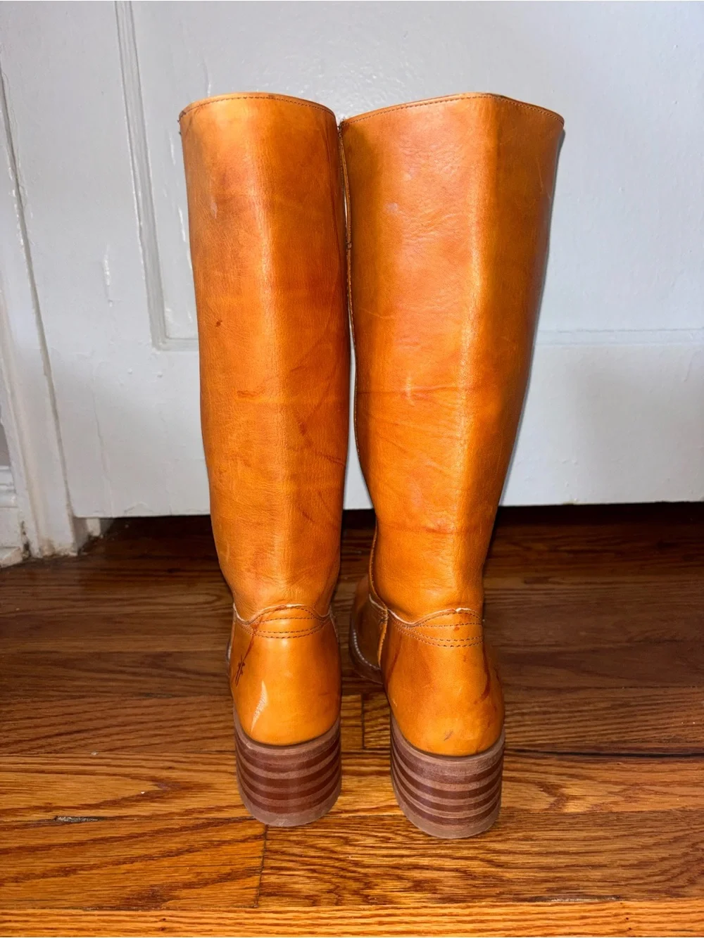 Vintage Frye Campus Western Square Toe Brown Cowboy Boots Womens US 6M - Picture 5 of 13